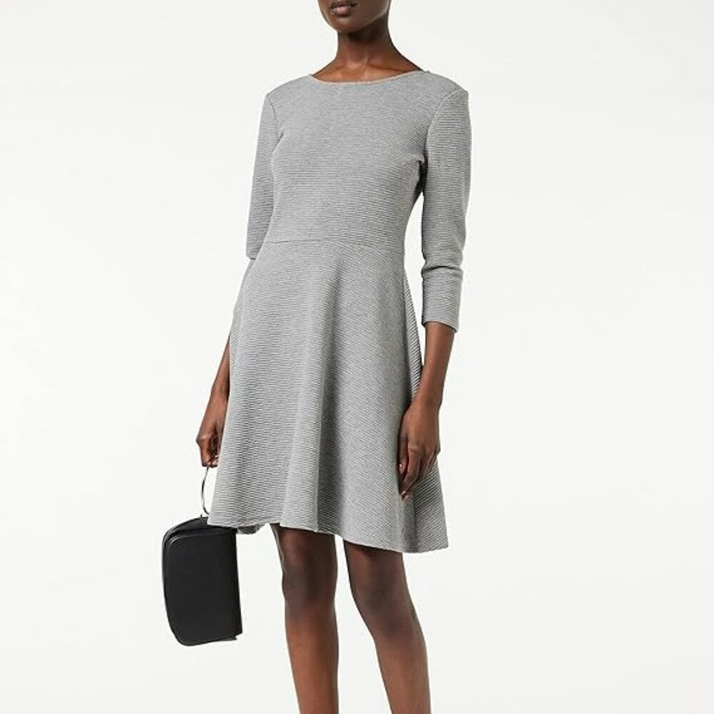 NEW! 129.00 TOM TAILOR GREY RIBBED 3/4 SLEEVE DRESS SZ M